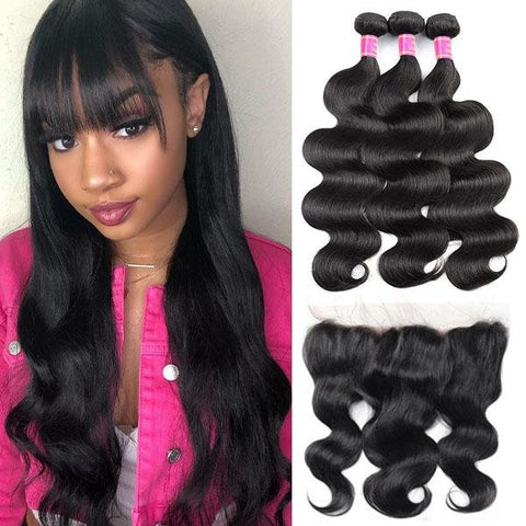 Meetu Hair Peruvian Body Wave Virgin Human Hair Weave 3 Bundles with 13*4 Lace Frontal - MeetuHair