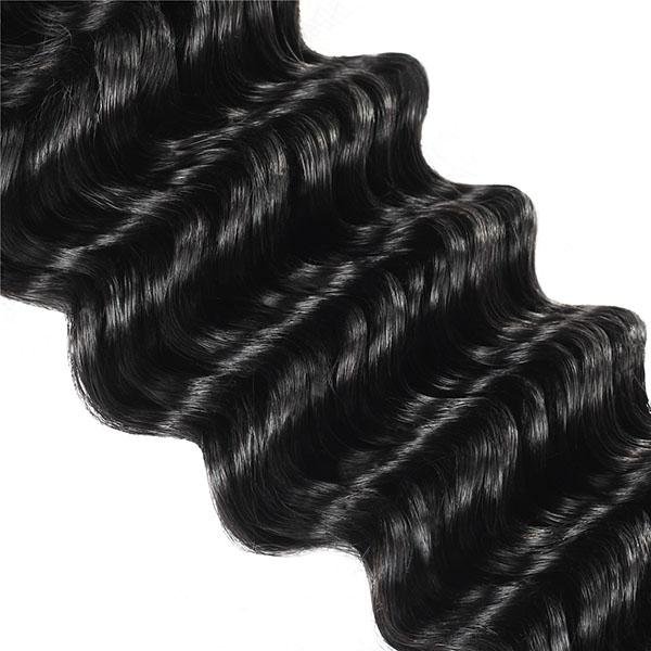 Meetu Hair Peruvian Deep Wave Virgin Human Hair 3 Bundles with 13*4 Lace Frontal - MeetuHair