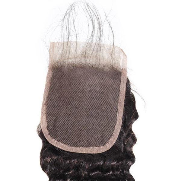 Meetu Hair Peruvian Deep Wave Virgin Human Hair Weave 3 Bundles with 4*4 Lace Closure - MeetuHair