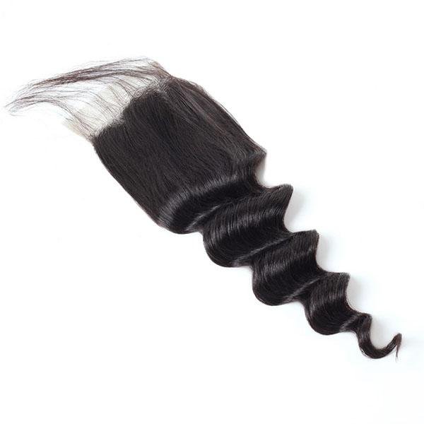 Meetu Hair Peruvian Loose Deep Wave Virgin Human Hair Weave 3 Bundles with 4*4 Lace Closure - MeetuHair