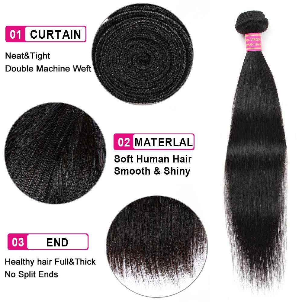 Meetu Malaysian Straight Hair Weave 3 Bundles 100% Virgin Hair - MeetuHair