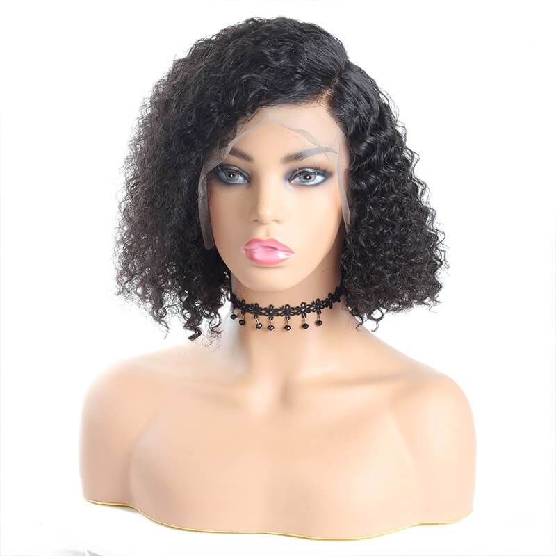 Meetu Short Bob Wig Brazilian Jerry Curly Human Hair Lace Front Wigs, 100% Unprocessed Virgin Human Hair - MeetuHair