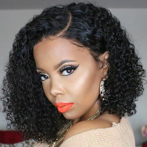 Meetu Short Bob Wig Brazilian Jerry Curly Human Hair Lace Front Wigs, 100% Unprocessed Virgin Human Hair - MeetuHair
