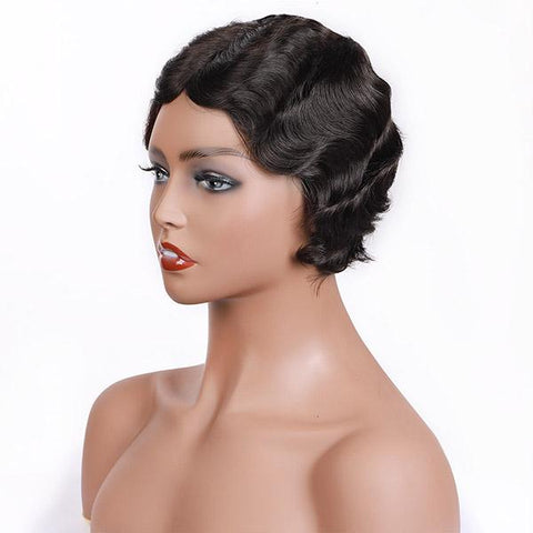 Meetu Short Bob Wigs Fashion Finger Wave Machine Made Hair Wig - MeetuHair