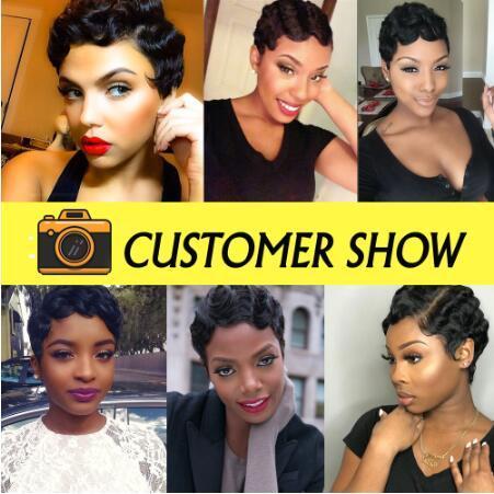 Meetu Short Human Hair Wigs Finger Wave Machine Made Virgin Remy Hair Wig - MeetuHair