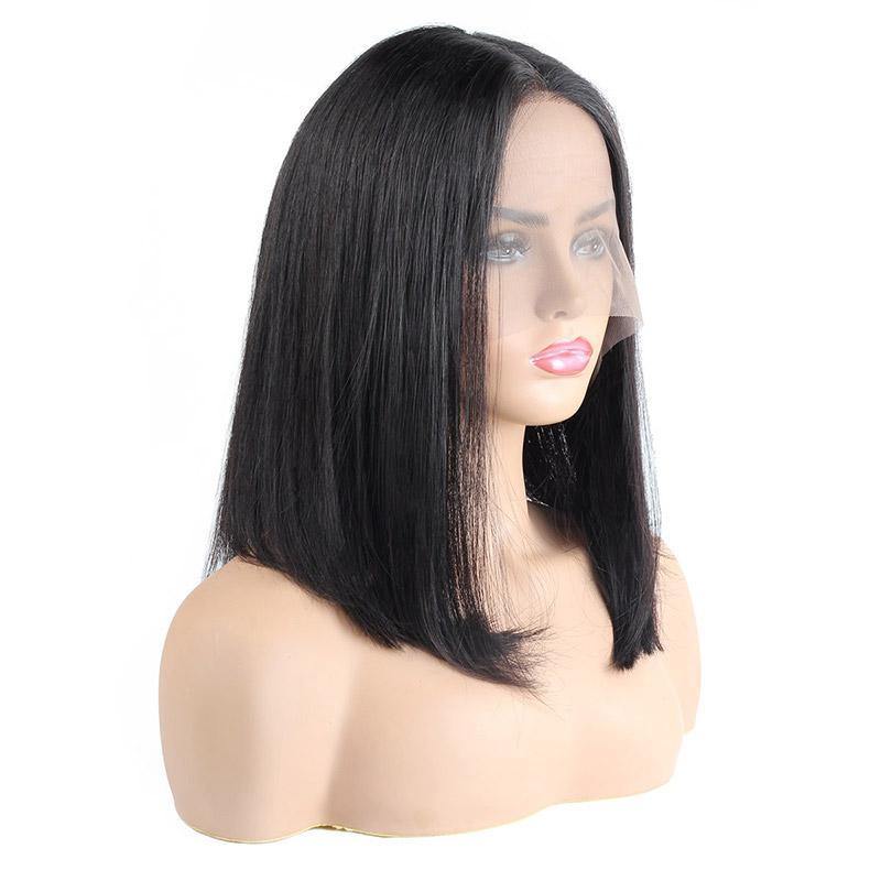 Meetu Straight Short Bob Wigs Malaysian Human Hair Middle Part Lace Wig - MeetuHair
