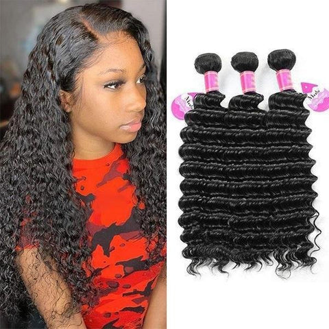 Meetu Virgin Malaysian Deep Wave Human Hair 3 Bundles - MeetuHair