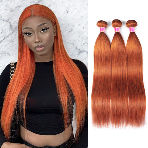 Ginger Straight Human Hair 3 Bundles Virgin Remy Human Hair Weave