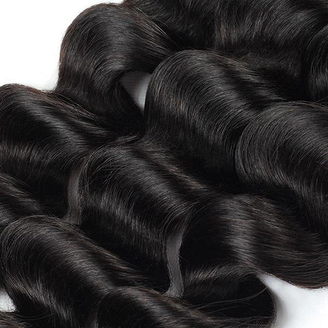 Peruvian Loose Deep Human Hair 4 Bundles With 4*4 Lace Closure 10A Remy Virgin Hair Weave - MeetuHair
