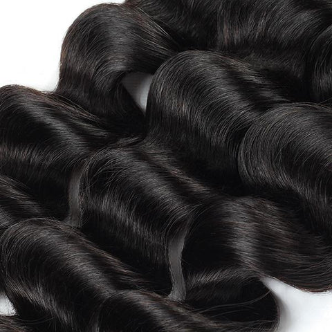 Peruvian Loose Deep Virgin Human Hair 4 Bundles with 13*4 Lace Frontal - MeetuHair