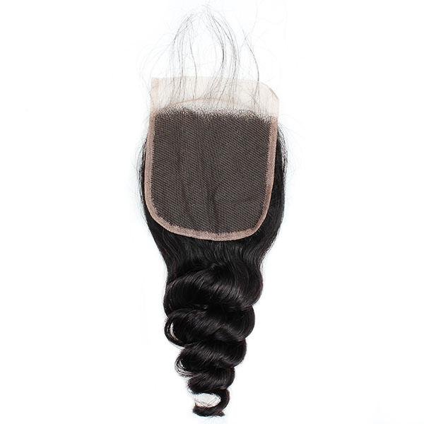 Peruvian Loose Wave Virgin Human Hair 4 Bundles With 4*4 Lace Closure - MeetuHair