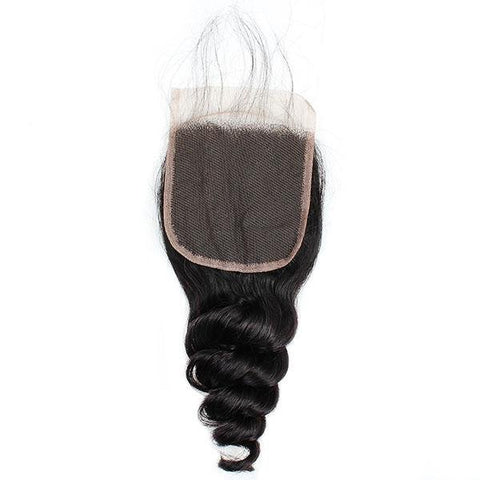 Peruvian Loose Wave Virgin Human Hair 4 Bundles With 4*4 Lace Closure - MeetuHair