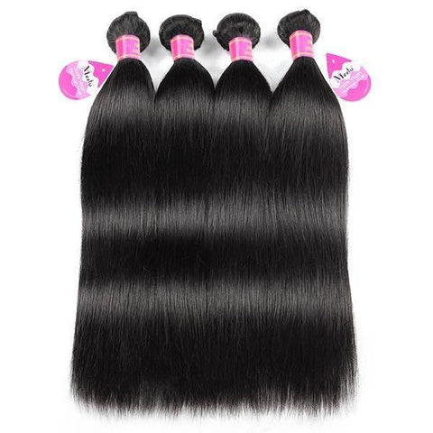 Peruvian Straight Human Hair 4 Bundles with 13*4 Lace Frontal 10A Remy Virgin Hair Weave - MeetuHair