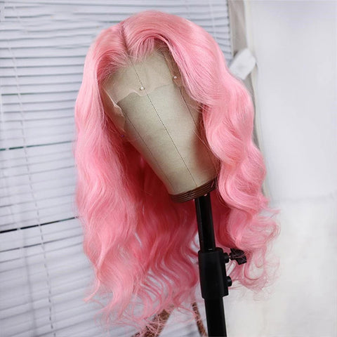 Pink Lace Front Wigs Body Wave Human Hair Wigs Pre-plucked HD 13x4 Lace Frontal Wigs