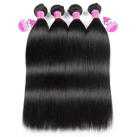 Sales 10A Brazilian Straight Virgin Human Hair 4 Bundles With 4*4 Lace Closure - MeetuHair