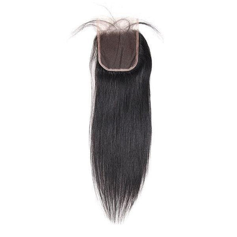 Sales 10A Brazilian Straight Virgin Human Hair 4 Bundles With 4*4 Lace Closure - MeetuHair