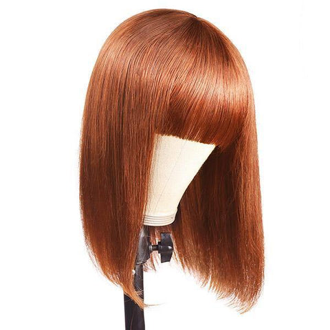 Short Bob Wig Machine Made Human Hair Wigs With Bangs - MeetuHair