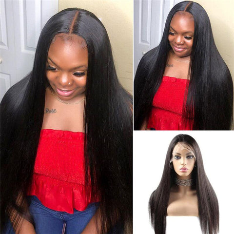 Straight Hair 4*4 Lace Front Wig 10A Brazilian Human Hair Wigs - MeetuHair