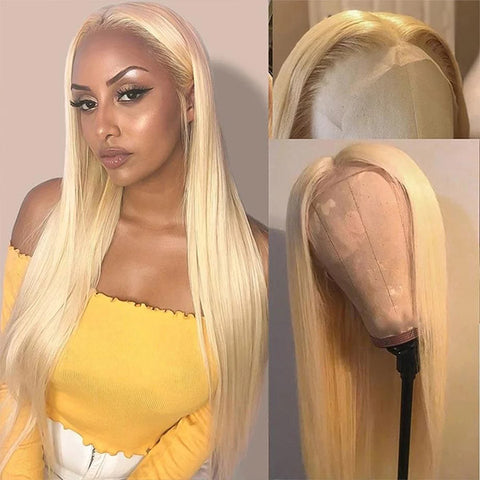 613 Honey Blonde 4x4 Lace Closure Wig Straight Human Hair HD Lace Wigs