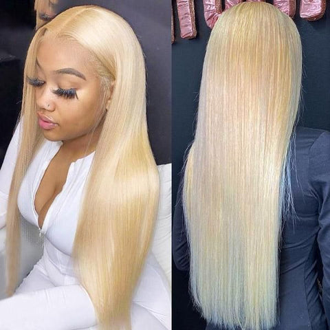 613 Honey Blonde 4x4 Lace Closure Wig Straight Human Hair HD Lace Wigs