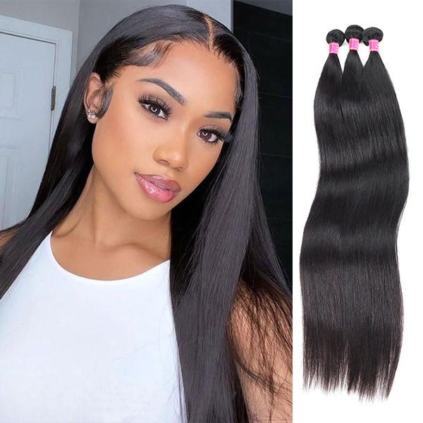 Bone Straight Hair Virgin Peruvian Human Hair 3 Bundles Ponytail Hair Extensions