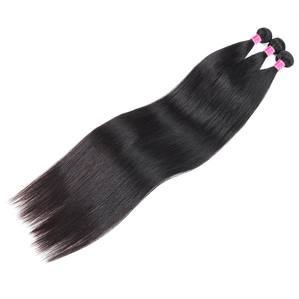Bone Straight Hair Virgin Peruvian Human Hair 3 Bundles Ponytail Hair Extensions