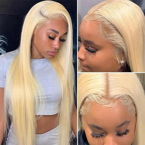 Honey Blonde Lace Front Wig 613 Straight Human Hair Wigs 13x4 Lace Frontal Wig