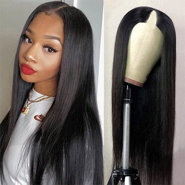 V Part Wig Stright Human Hair Wigs Free Part Glueless Wigs