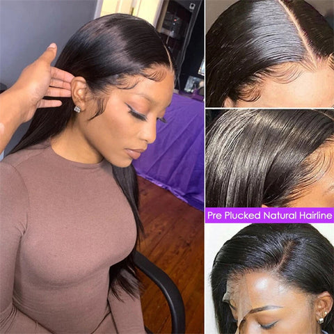 Straight Hair Full Lace Human Hair Wigs Transparent Full Lace Wig Pre Plucked