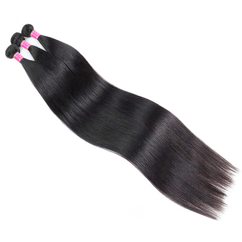 Meetu Straight Human Hair 3 Bundles Virgin Indian Human Hair Extensions