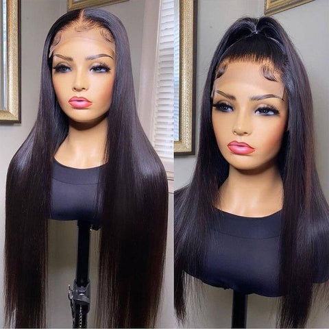Transparent 360 Lace Front Wigs Straight Human Hair Wig Pre Plucked 360 Lace Wigs