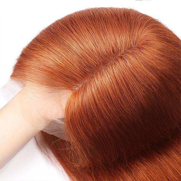 T Part Wig Body Wave Hair Lace Wigs Ginger Color Hair Transparent Lace Front Wig - MeetuHair