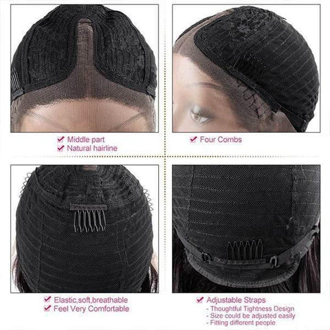 T Part Wig Curly Hair Lace Wigs Human Hair Short Bob Wigs - MeetuHair