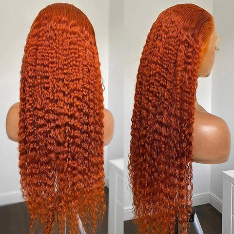Orange Ginger Wig 13x4 HD Lace Front Wig Kinky Curly Human Hair Wig