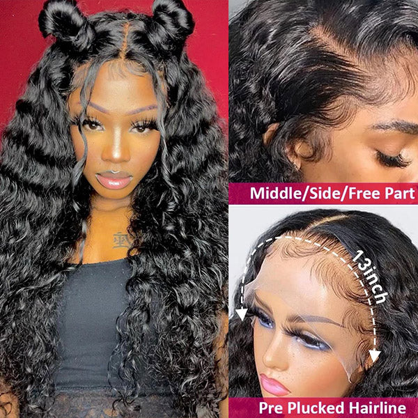 Water Wave Human Hair Wig 13x4 HD Lace Frontal Wig Undetectable Lace Wigs 32 Inch