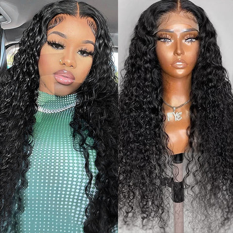 Water Wave Glueless Human Hair Wigs 4x4 HD Lace Closure Wig Wear & Go No Glue