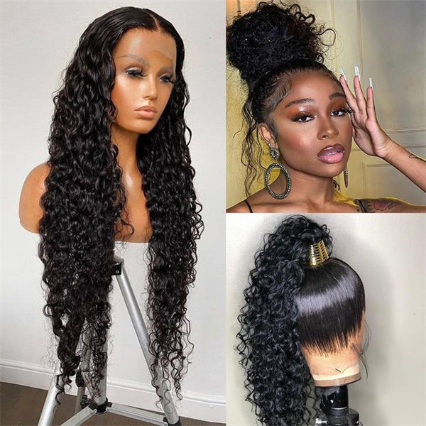 Water Wave Wig 13x4 Lace Frontal Wig HD Transparent Lace Front Wigs 250% Density