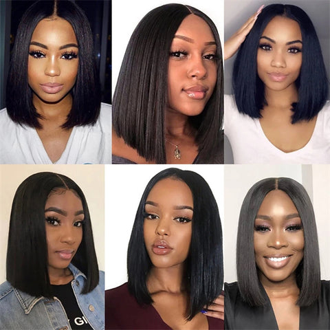 Human Hair Bob Wigs 13x4 Lace Front Wig Straight Bob Wig HD Lace Wigs 150% Denisty