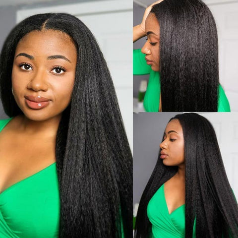 U Part Wig Silky Straight Human Hair Glueless Wigs for Women